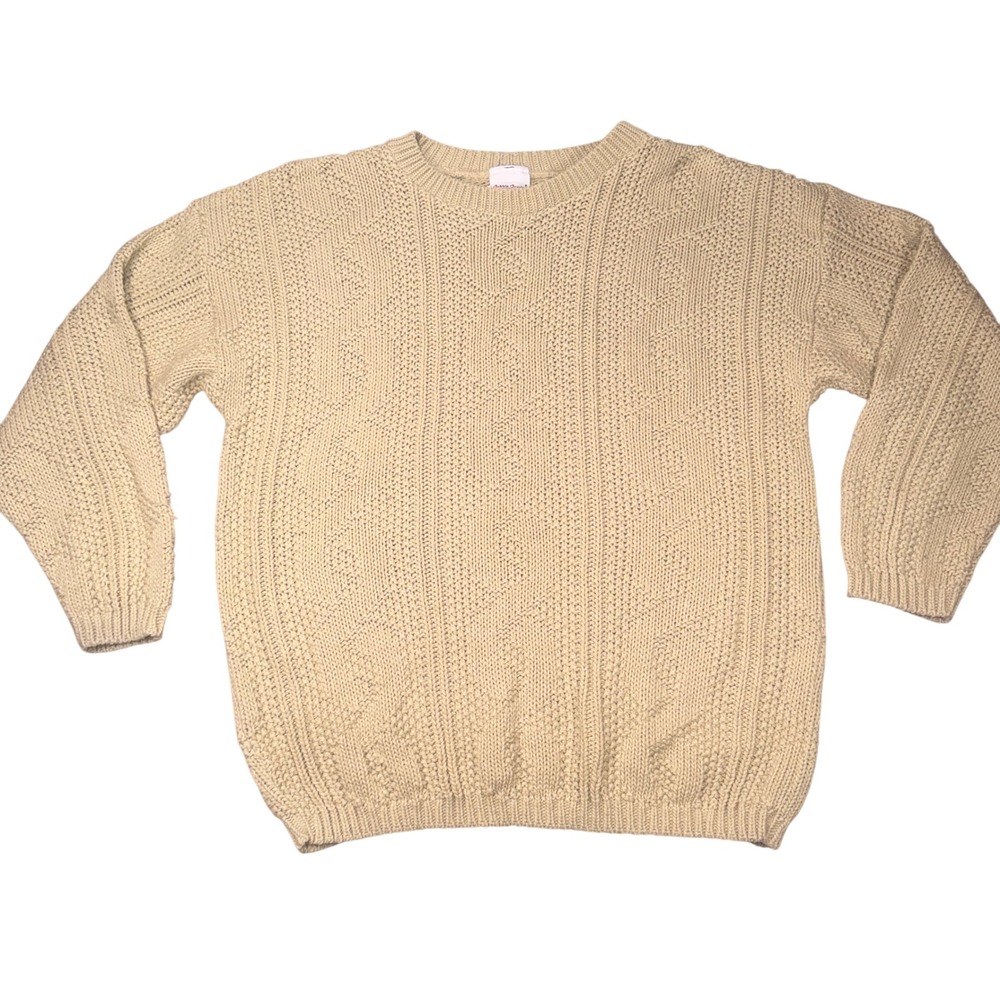 Bobbie Brooks Cable Knit Sweater Medium Womens Cream Vintage Chunky Acrylic